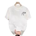 thumbnail image 1 of T-Shirt Décontracté d'Été Blanc Imprimé Hommes Femmes Extérieur Respirant Coton Chemise Ronde, 1 of 1