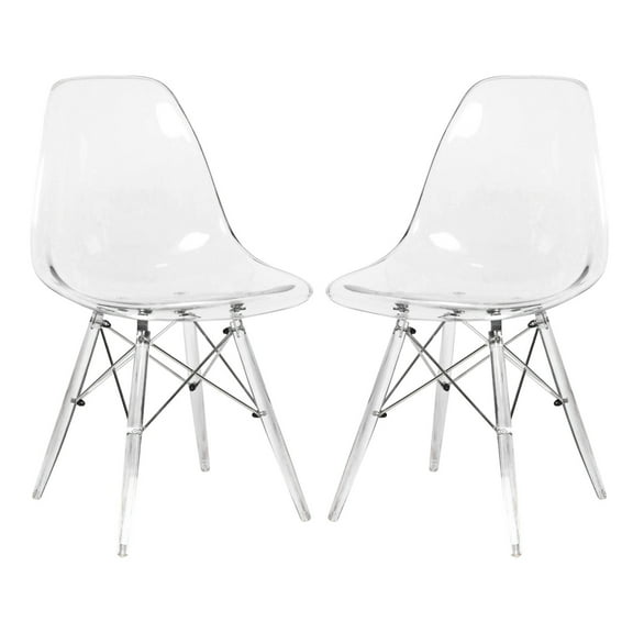 Dover Molded Side Chair with Acrylic Base, Set of 2 - Clear