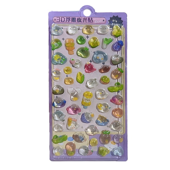 Night Glowing Embossed Sticker for Kid Room Decoration Decorative Sticker for Notebook Journal Water Bottle Scrapbooking