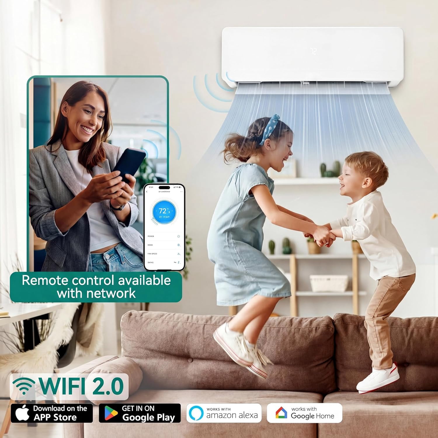 Uforic 12000 BTU Mini Split AC/Heater 230V 20 SEER2 WiFi Alexa