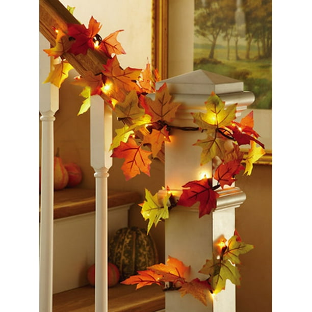 Lighted Fall Leaves Garland
