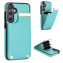 Mantto for Samsung Galaxy S24 Back Wallet Case with Card Holder, Magnetic Clasp 3 Card Slots RFID Blocking Premium PU Leather Shockproof Anti-Scratch Wallet Phone Case, Mint