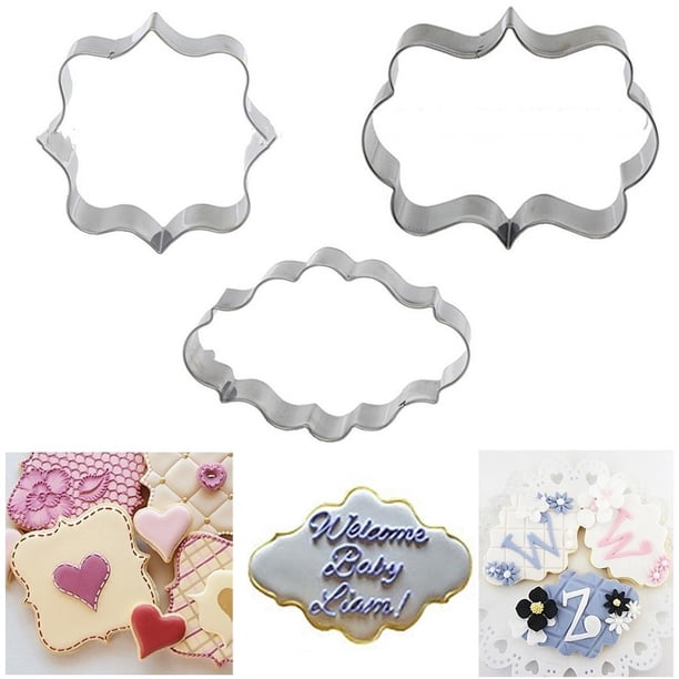 Xihbxyly Juego de Moldes para Tartas, Cortadores de Galletas de Acero Inoxidable, Diseños Rectangulares, Ovalados y Cuadrados, Fáciles de Usar, Ideales para Bodas, Cumpleaños y Fiestas. Juego de 3 Pi