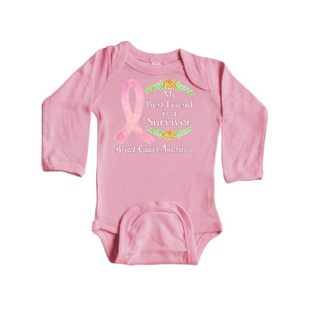 

Inktastic My Best Friend is a Survivor Breast Cancer Awareness Gift Baby Boy or Baby Girl Long Sleeve Bodysuit