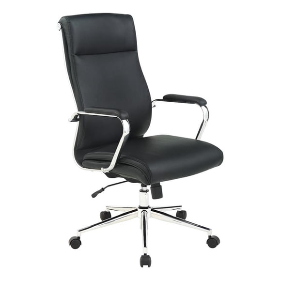 Chaise de Gestionnaire à Dossier Haut avec Tissu Dillon Noir et Base Chromée