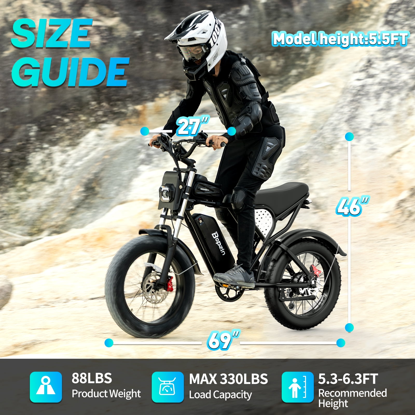 Peak 1500W Electric Bike for Adults,48V 20Ah,Max 80miles & 28mph Electric Bicycle, 20" Fat Tire Full Suspension Mountain Bike UL2849