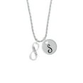 thumbnail image 2 of Delight Jewelry Silvertone Proverbs 3:5 Infinity Sign Silvertone Script Initial Disc - S - Charm Necklace, 20"+3", 2 of 4