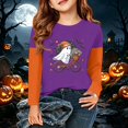 thumbnail image 4 of Abcomgle Halloween Shirts for Girls Spooky Ghosts Riding Bike T Shirts for Girls Crewneck Long Sleeve Shirts for Kids Fall Funny Cute Top for Girls, 4 of 6