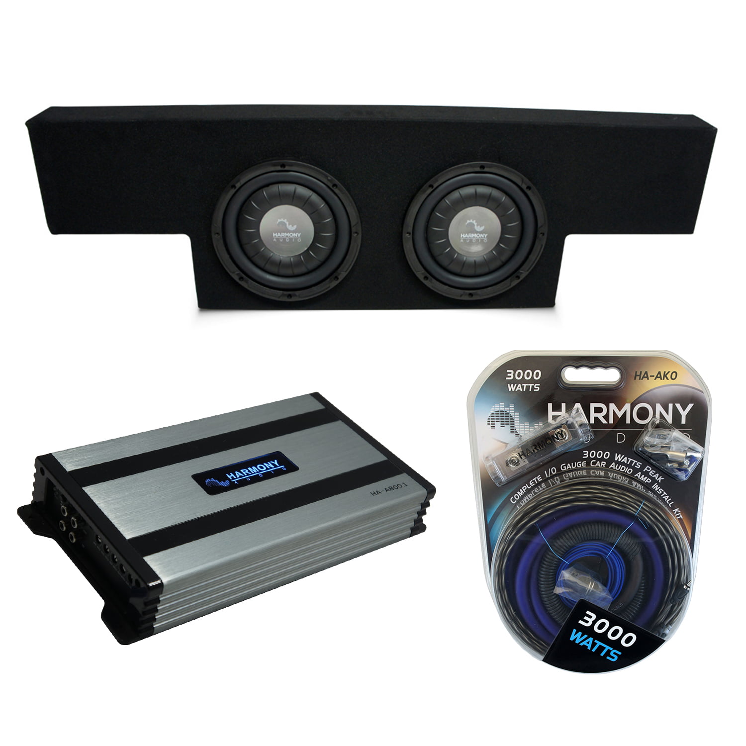 2 Harmony Audio HA-R124 Subwoofer Dual 12 Sub Box Bundle with Harmony Audio HA-A400.1 Amp Compatible with 01-06 GMC Sierra Non-HD Crew Cab Truck 