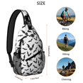 thumbnail image 5 of Sling Backpack,Halloween Bat Pattern Sling Bag with Water Bottle Holder,Waterproof Sling Bag for Men/Women with Headphone Jack for Hiking,Travel, 5 of 6