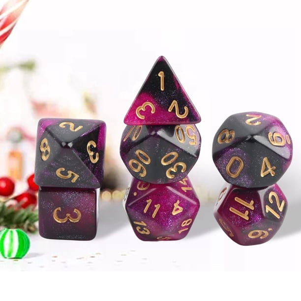 7 Unids Acrílico Poliédrico Dados de de Familiar Jugar Entretenimiento Juguetes de Dados para Estrella Púrpura Hugo dados poliédricos