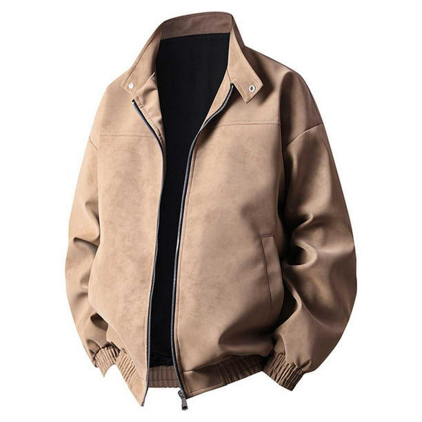 Ceisia Men's Casual Flip Collar Zipper Jacket with Pockets Oversized Contrast Hood Gift Outerwear