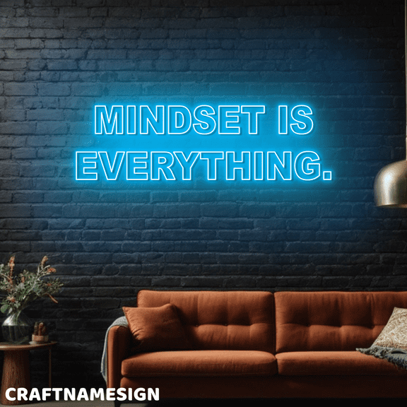 Craftnamesign Mindset Is Everything Neon Sign, Office Wall Art, Classroom Decor