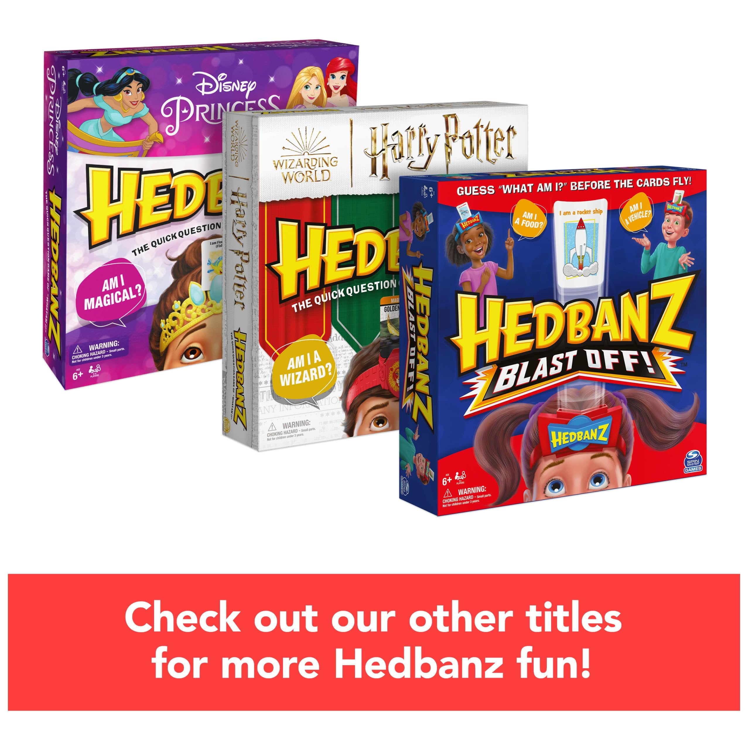 Hedbanz, Harry Potter Wizarding World 2022 Edition with New Cards Family Board Game Gift Toy Merchandise Books Movies Card Game House Headbands, for Adults & Kids Ages 6 and up