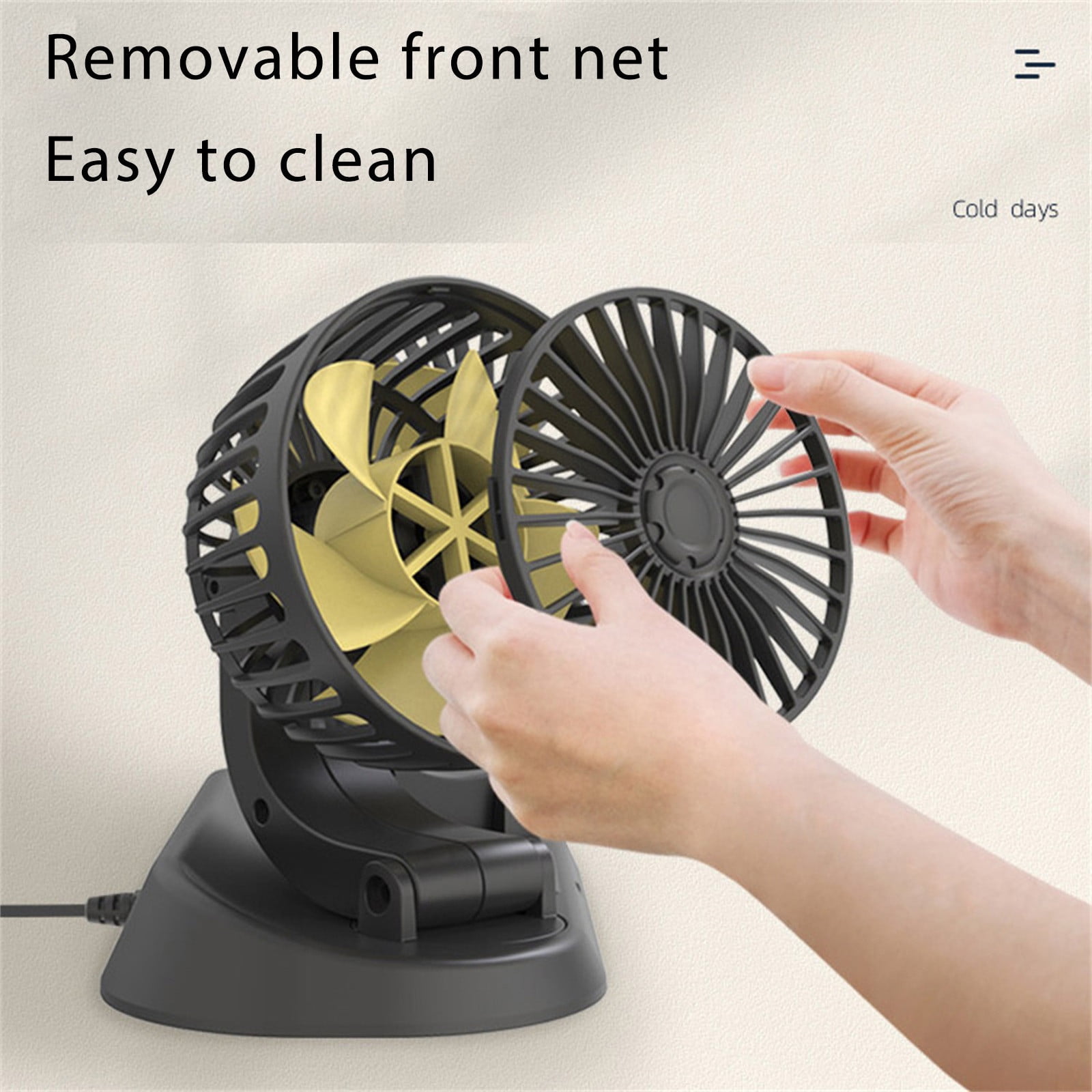 Car Fans That Blow Cold Air USB, Dual Head USB Fan for Car, Portable Vehicle Cooling Fan with LED Lights - 2 Speeds, 360° Rotation For/Home/Office/Car Dashboard Suv, Rv, Truck, Sedan, USB Powered