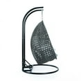 thumbnail image 3 of LeisureMod 2 Person Wicker Egg Chair Outdoor Indoor Bedroom Patio Hanging Lounge Swing Hammock Chairs with Black Stand and UV Resistant Cushions (Light Grey), 3 of 11