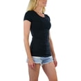 thumbnail image 5 of ToBeInStyle Women's Slim Fit Crew Neck Short Sleeve Longline Tee, 5 of 7