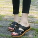 thumbnail image 2 of Summer Women PU Slides Sandles Slip on Shoes Open Toe Low Heel Beach Sandals New, 2 of 3