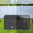 Dextrus 120 Gallon Outdoor Wicker Storage Box, Large Rattan Deck Box Double Openable Door with