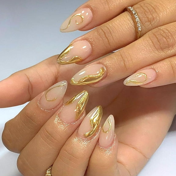 Cat Eye Nails Press ons Short Press on Nails Almond Fake Nails with Glitter Deisgn Glue on Nails Nude Pink Full Cover Acrylic False Nails Glossy Artificial Stick on Nails for Women 24Pcs Nude Pink