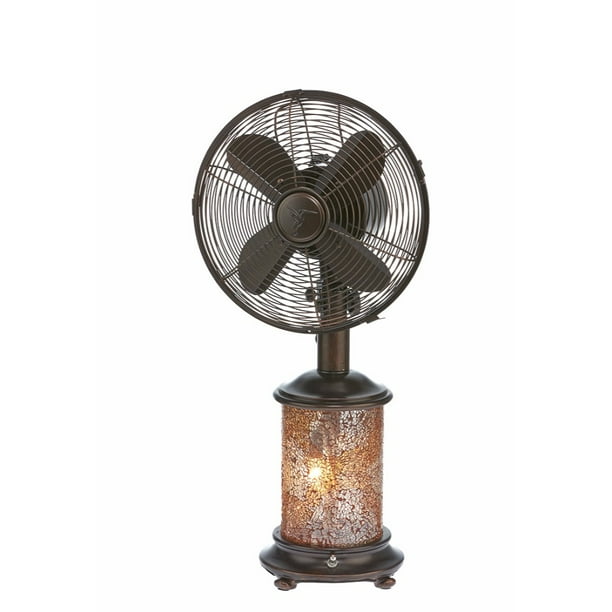 DecoBREEZE Oscillating Table Fan and Tiffany Style Table Lamp, 3Speed Circulator Fan, 10Inch