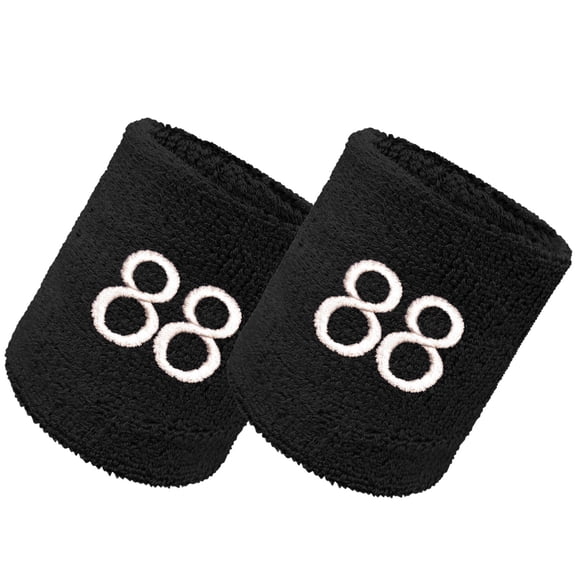 COUVER Embroidered White Number 88 Black 3 Inch Terry Cotton Athletic Wristbands 1 Pair (Mens)