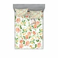 thumbnail image 1 of Ambesonne Floral Fitted Sheet & Pillow Sham Set, Flower Petals Blossoms, Full, Coral Fern Green White, 1 of 3