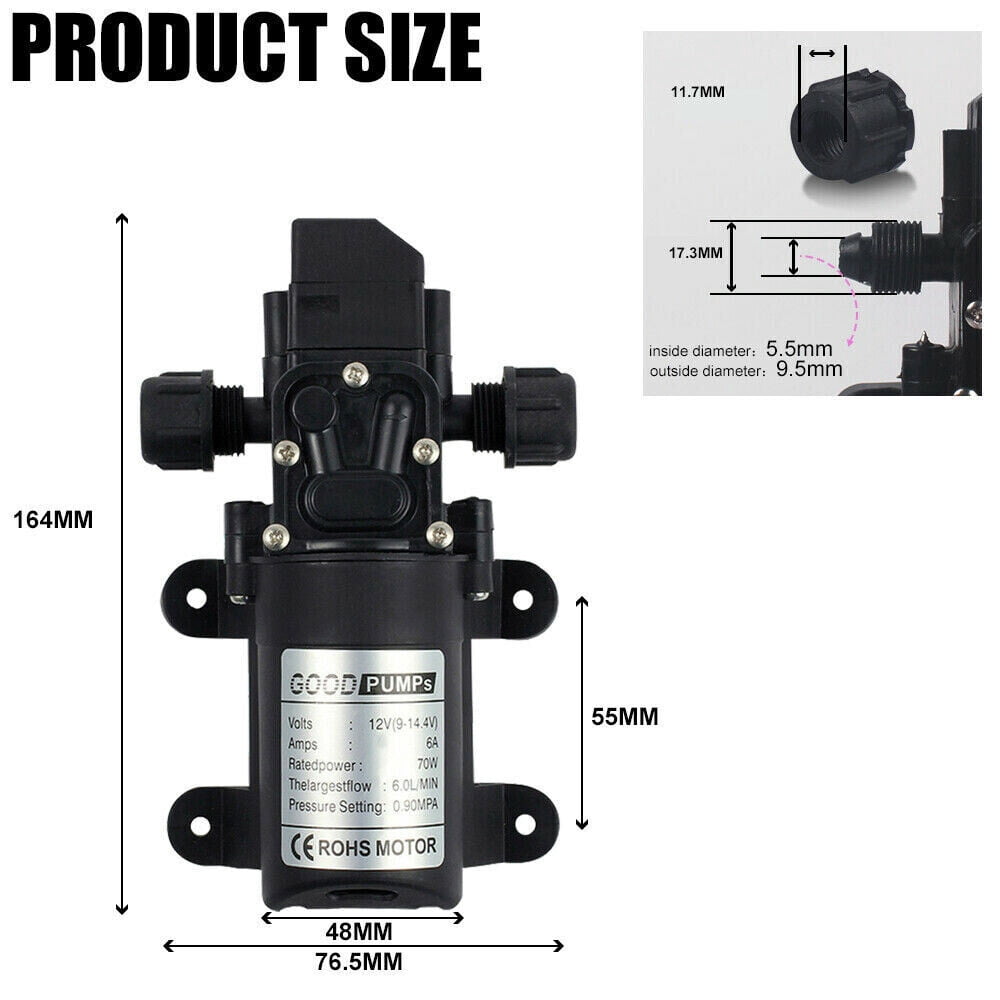 Made 12V Water Pressure Diaphragm Pump 6 L/MIN 5 GPM 72W Self Priming RV Booster Sprayer Pump Micropump For Caravan/RV/Boat/Marine