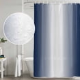 thumbnail image 6 of Navy Blue Ombre Shower Curtain, Waterproof Shower Curtains for Bathroom, Blue White Gradient Modern Abstract Art Washable Fabric Cloth Bathroom Curtain Set Bathtub Decor with Hook 66''x72'', 6 of 9