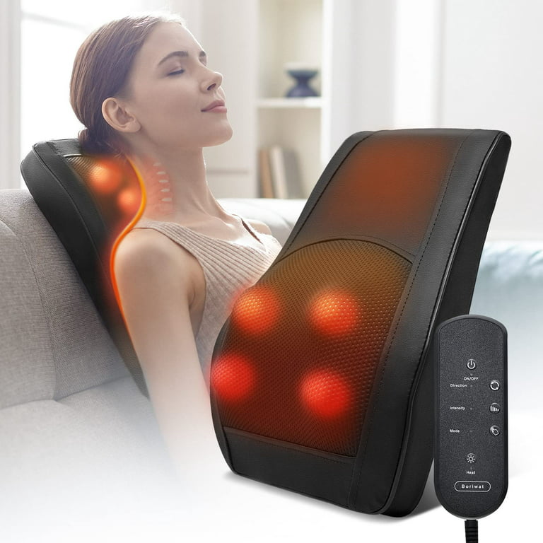 Boriwat Shiatsu Neck and Back Massager with Heat, Massagers for Neck and  Back, Massage Pillow for Lower Back, Neck, Legs, Foot, Body Muscle Pain  Relief, Relax at Home Car Office, Gift for