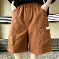 thumbnail image 5 of UACY Linen Bermuda Shorts for Boys Lightweight Summer Hiking Cargo Shorts Quick Dry Wide Leg Quick Dry Short Knee Length (Orange, 3-4 Years), 5 of 6