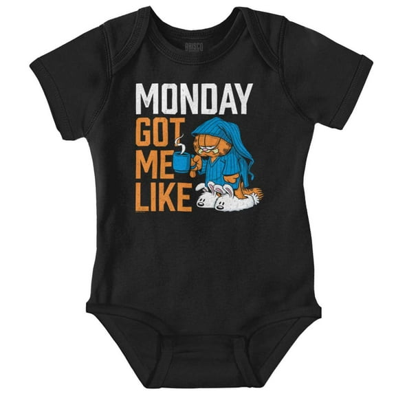 Funny Garfield Cartoon Hates Mondays Romper Boys or Girls Infant Baby Brisco Brands NB