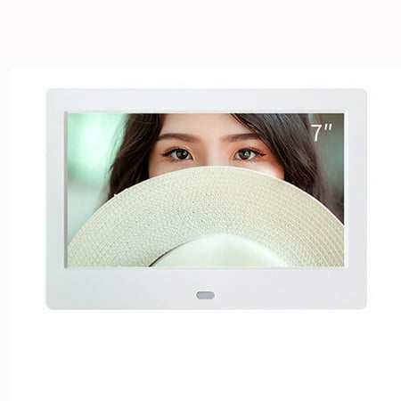 Image of COFEST 7-Inch Hd Digital Photo Frame Electronic Photo Album Calendar Clock Pictures Video Music Loop Playback Support Connected To The Computer Headphones Speakers White