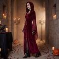 thumbnail image 4 of Witch Costume, Witch Outfit, Witch Roleplay, Witch Cos, Witch Cosplay, Women Renaissance Lace-Up Vintage Hooded Dress Medieval Witch Dress Cosplay Costume, Red XXL, 4 of 6