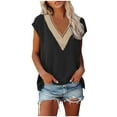thumbnail image 2 of Fulijie Camisas De Vestir Para Mujer Negra,Womens Tops,Womens Cap Sleeve Summer Tops Trendy Tank Floral Print Lace V Neck Loose Fit Shirts, 2 of 6