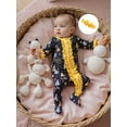 thumbnail image 5 of BemeyourBBs Newborn Baby Girls Boys New Year Outfits Footed Romper Letter Balloon Star Print Long Sleeve Ruffled Zipper Jumpsuit with Headband Winter Spring Clothes, 5 of 9