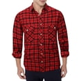 thumbnail image 1 of Camisas Para Hombre Manga Larga Camisa Formal de solapa de manga larga transpirable ligera con estampado cuadrado a la moda informal para hombre (Red, M), 1 of 3