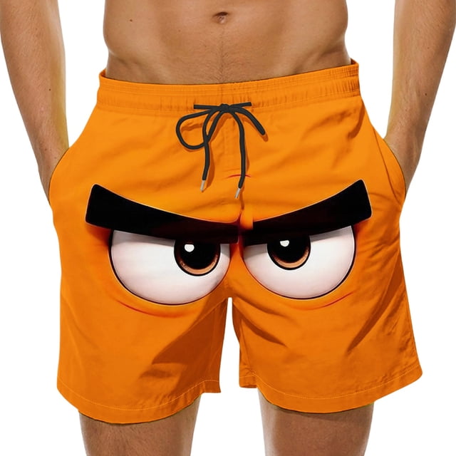 Men's Humor Graphic Elastic Waist Casual Shorts Quick Dry Swim Trunks for Pool Beach Vacation