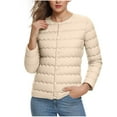 thumbnail image 2 of Pounoo Womens Puffer Jackets Winter Button Down Solid Color Thickened Warm Coat Quilted Jackets Comfy Casual Padded Coat with Pockets Gift, 2 of 9