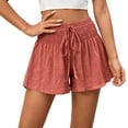 thumbnail image 2 of Ounisa Women's Summer Casual Fashion Solid Drawstring Elastic Waist Loose Culottes Shorts Flowy Breathable Lightweight Airy Shorts, 2 of 7