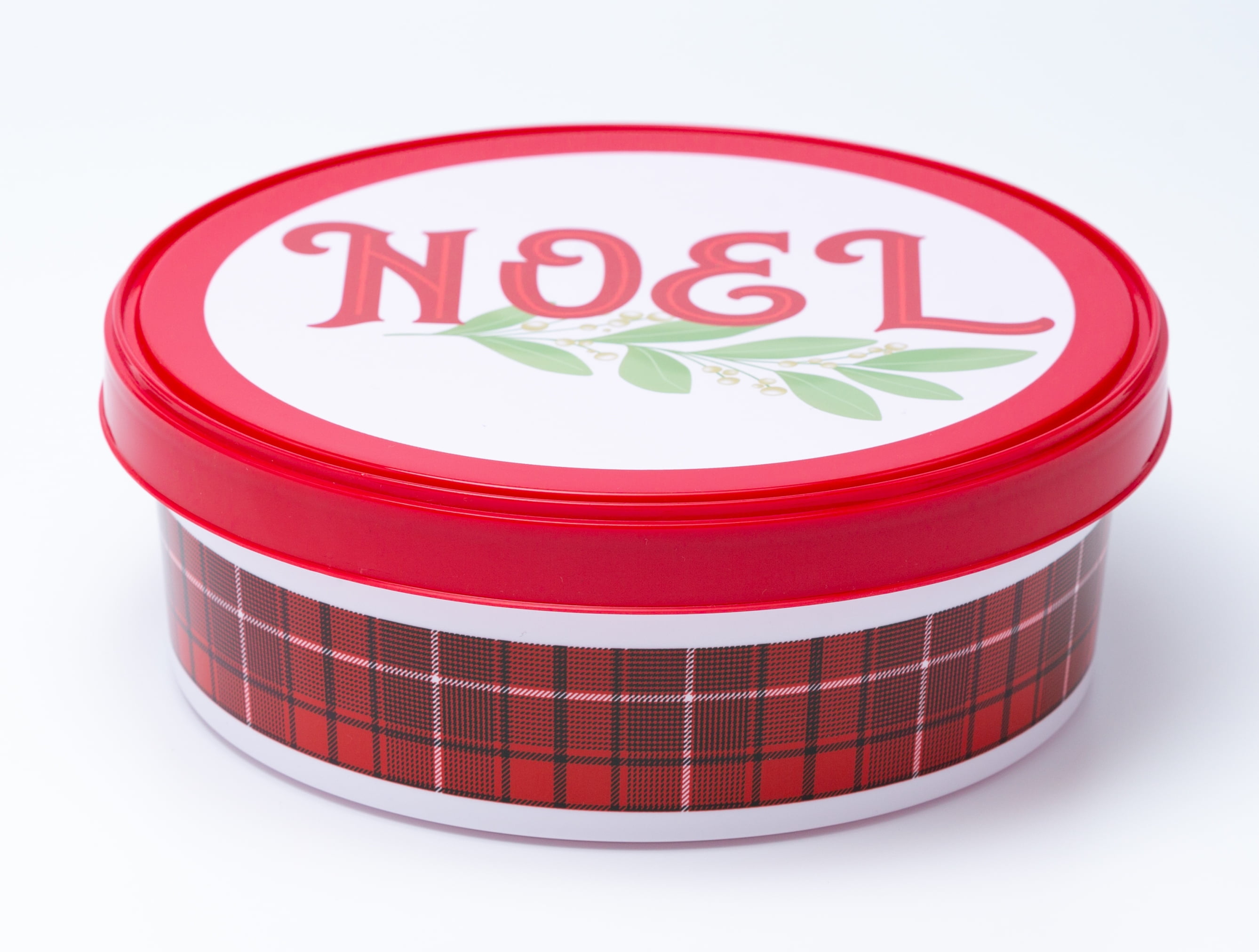 Holiday Time Plastic Snack Container, Noel Printing, 7" x 2.6