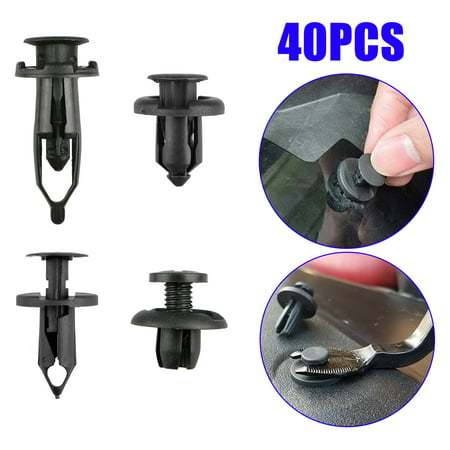 40-pack Automotive Push Pins with Clips Removal Tool, 7.5mm to 10mm Hole Car Nylon Bumper Fastener Rivet Clips Auto Body Clips Fender & Bumper Shield (Best Way To Remove Rivets)