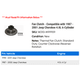 thumbnail image 2 of Fan Clutch - Compatible with 1987 - 2001 Jeep Cherokee 4.0L 6-Cylinder 1988 1989 1990 1991 1992 1993 1994 1995 1996 1997 1998 1999 2000, 2 of 2