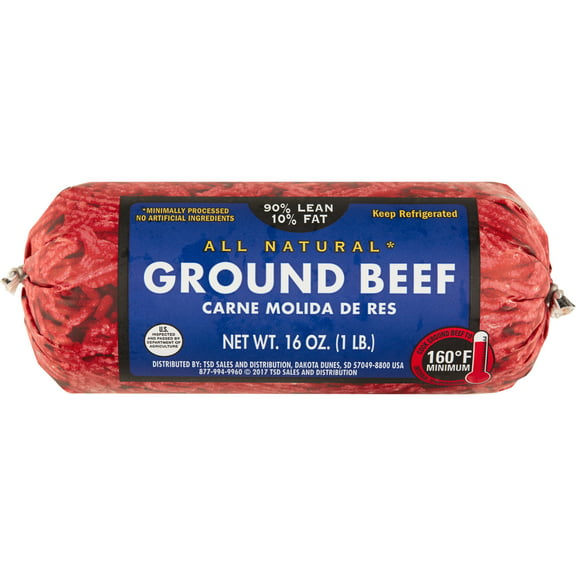 All Natural* 90% Lean/10% Fat Ground Beef, 1 lb Roll