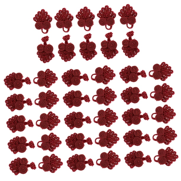 20 pares de Botones de rana de nudo chino Sunnimix con cuentas para el vino tinto cheongsam
