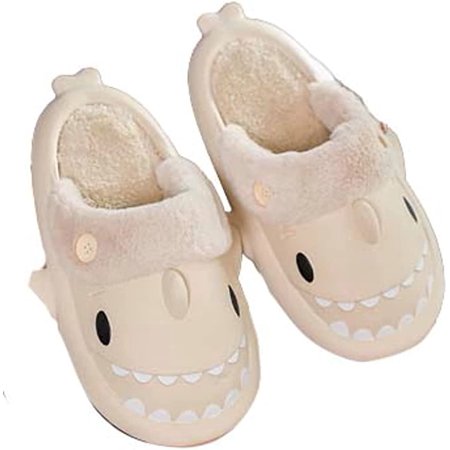 

DanceeMangoo Cute Shark Furry Slippers for Women Men Fluffy Fur Warm Soft Memory Foam House Shoes Indoor Outdoor