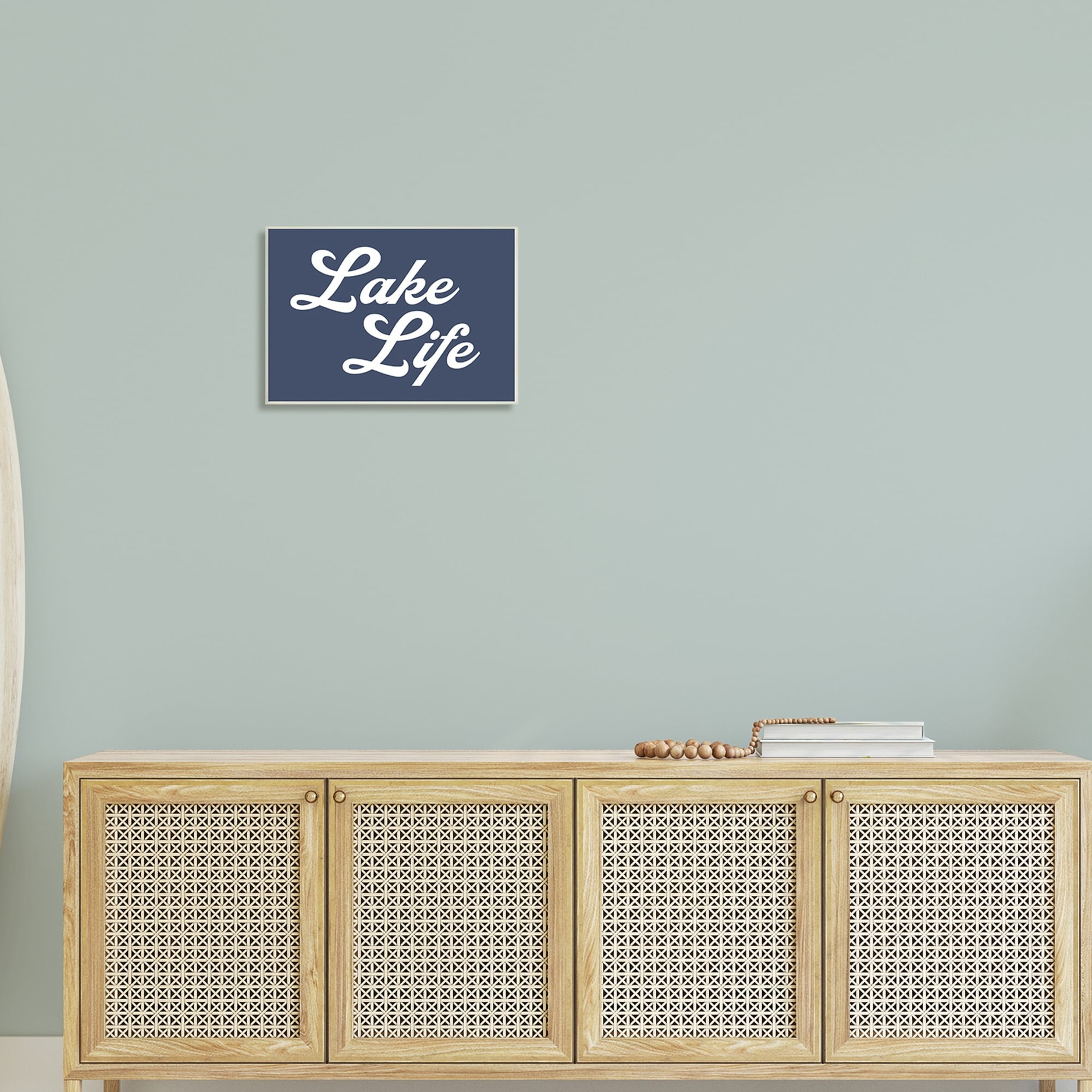Stupell Industries Trendy Lake Life Phrase Solid Blue Sign,19 x 13, Design by Daphne Polselli