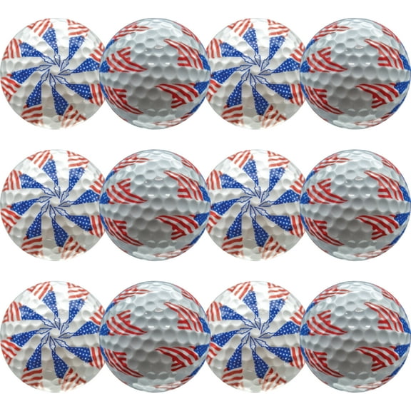 GBM Golf Pinwheel Fullwrap Golf Balls, 12 Pack, Multicolor