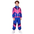 thumbnail image 4 of JAJAHO Boys Girls Retro Disco Joggers Tracksuits Vintage Dance Casual Wear Long Sleeve Stand Collar Zip Up Jackets Ankle-Tied Pants 2 Piece Set 7-13 Years Versatile Outfit, 4 of 9