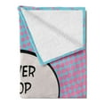 thumbnail image 2 of Saying Soft Flannel Fleece Blanket, Retro Never Stop Dreaming Pop Art Thinking Bubble Ombre Digital Polka Dots Motivation, Cozy Plush for Indoor and Outdoor Use, 50" x 60", Blue Pink, by Ambesonne, 2 of 5